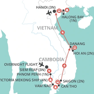 tourhub | Wendy Wu | Classic Mekong (Main Deck) | Tour Map