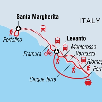 tourhub | Intrepid Travel | Cinque Terre: Hike, Bike & Kayak | Tour Map