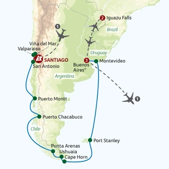 tourhub | Titan Travel | South American Discovery Cruise and Tour with Iguazu Falls | Tour Map