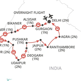 tourhub | Wendy Wu | Rajasthan Panorama | Tour Map