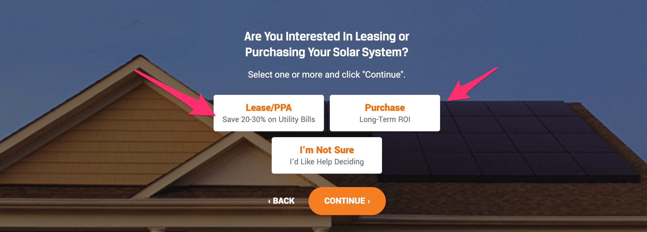 solar lead form template that qualifies the prospect on leasing options 