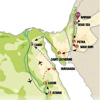 tourhub | Europamundo | Magical Jordan, Beauties of the Nile and Hurghada | Tour Map