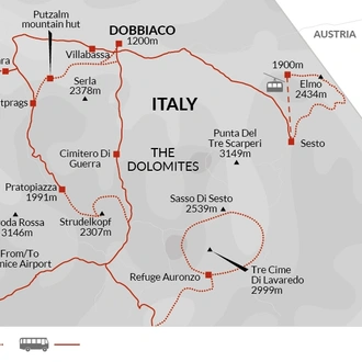tourhub | Explore! | Hiking in the Dolomites | Tour Map