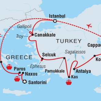 tourhub | Intrepid Travel | Premium Turkey & The Cyclades Islands in Depth | Tour Map