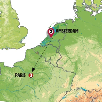 tourhub | Europamundo | Amsterdam and Paris | Tour Map
