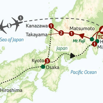 tourhub | Saga Holidays | Essence of Japan | Tour Map