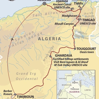 tourhub | Wild Frontiers | Algeria: Crossroads Of The Maghreb | Tour Map