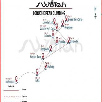 tourhub | Swotah Travel and Adventure | Lobuche Peak | Tour Map