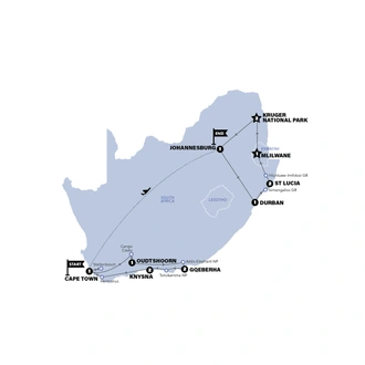 tourhub | Contiki | Sea, Safari, South Africa | 2025 | Tour Map