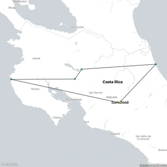 tourhub | Destination Services Costa Rica | Essential Costa Rica - Package with Guanacaste, Self-drive | Tour Map