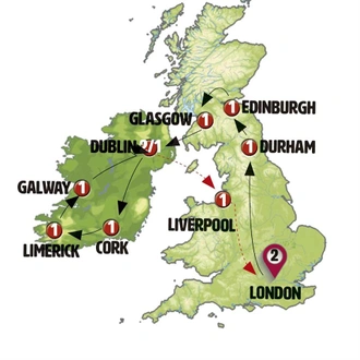 tourhub | Europamundo | England, Scotland and Ireland | Tour Map