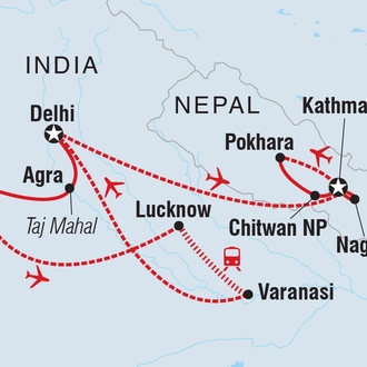 tourhub | Intrepid Travel | Premium India & Nepal | Tour Map