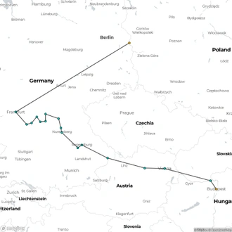 tourhub | CroisiEurope Cruises | Trans-European cruise from Budapest to Strasbourg (port-to-port cruise) | Tour Map