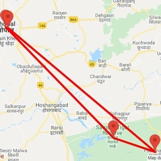tourhub | Agora Voyages | Bhopal to Satpura National Park 3-Days Private Tour | Tour Map