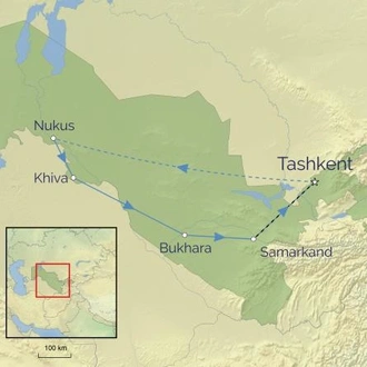 tourhub | Cox & Kings | Uzbekistan: Golden Road to Samarkand | Tour Map
