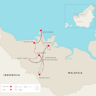 tourhub | SpiceRoads Cycling |  Borneo Heritage by Bicycle  | Tour Map