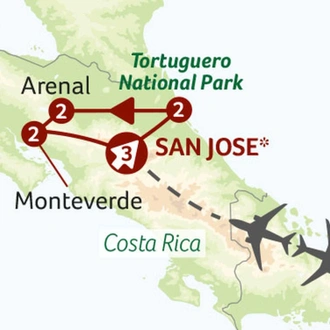 tourhub | Saga Holidays | Natural Wonders of Costa Rica - a wildlife haven | Tour Map