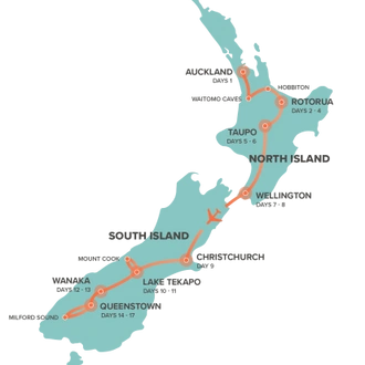 tourhub | Intro Travel | NZ Adventure 17 Day | Tour Map