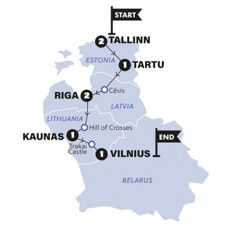 tourhub | Contiki | Best of Baltics Reunion 35 to 45 | Tour Map