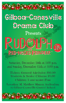 GCCS Drama Club Flyer of Rudolph Jr. on December 14 & 15 