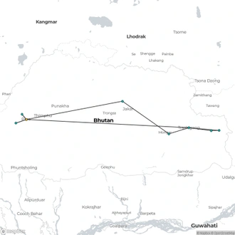 tourhub | Crooked Compass | Bhutan Unveiled | Tour Map