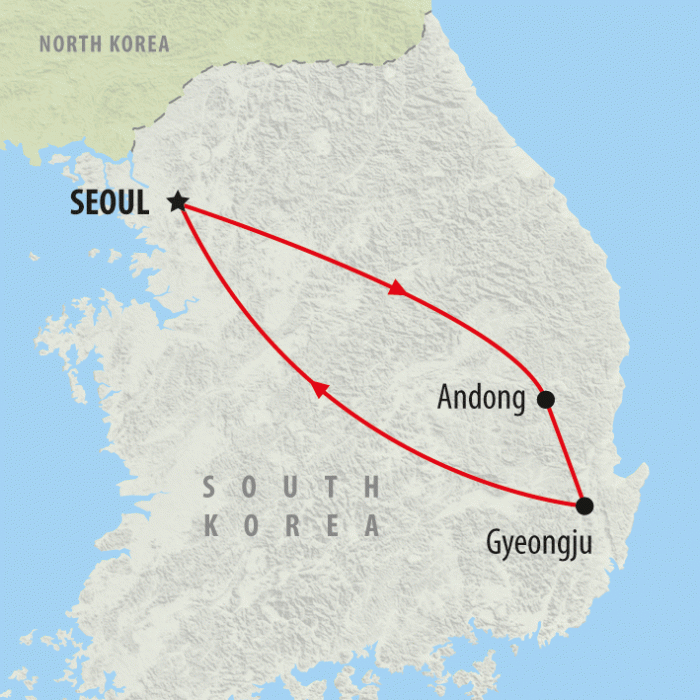 tourhub | On The Go Tours | Seoul & Silla Kingdoms 4 star - 6 days | Tour Map