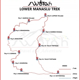 tourhub | Swotah Travel and Adventure | Manaslu Trek | Tour Map