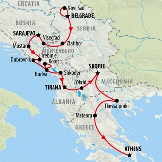 tourhub | On The Go Tours | Serbia to Greece Superior - 15 days | Tour Map