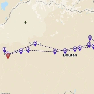 tourhub | Bhutan Acorn Tours & Travel | Bhutan Cultural Tour With 2-Day Trek in Bumthang Valley | Tour Map