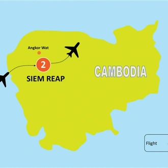 tourhub | Tweet World Travel | 3-Day Cambodia Siem Reap Tour (Pre/Post Mekong River Cruise) | Tour Map