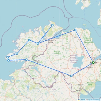 tourhub | On The Go Tours | Northern Ireland & County Donegal - 4 days | Tour Map