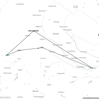 tourhub | Holiday Tours and Travels | 10-Days Golden Triangle with Pushkar & Varanasi from Delhi | Tour Map