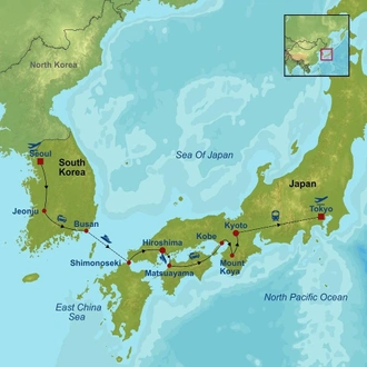 tourhub | Indus Travels | Highlights Of Korea and Japan | Tour Map