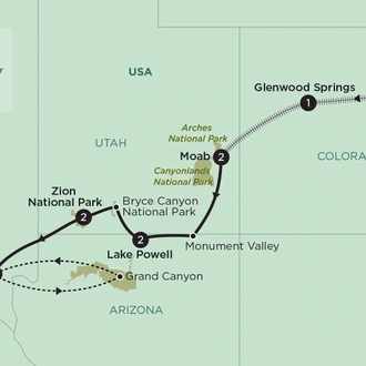 tourhub | APT | Canyonlands and National Parks of America’s West | Tour Map