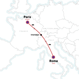 tourhub | G Adventures | Paris to Rome: Picnics & Pizza | Tour Map