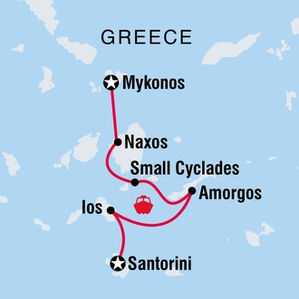 tourhub | Intrepid Travel | Sail Greece: Santorini to Mykonos | Tour Map