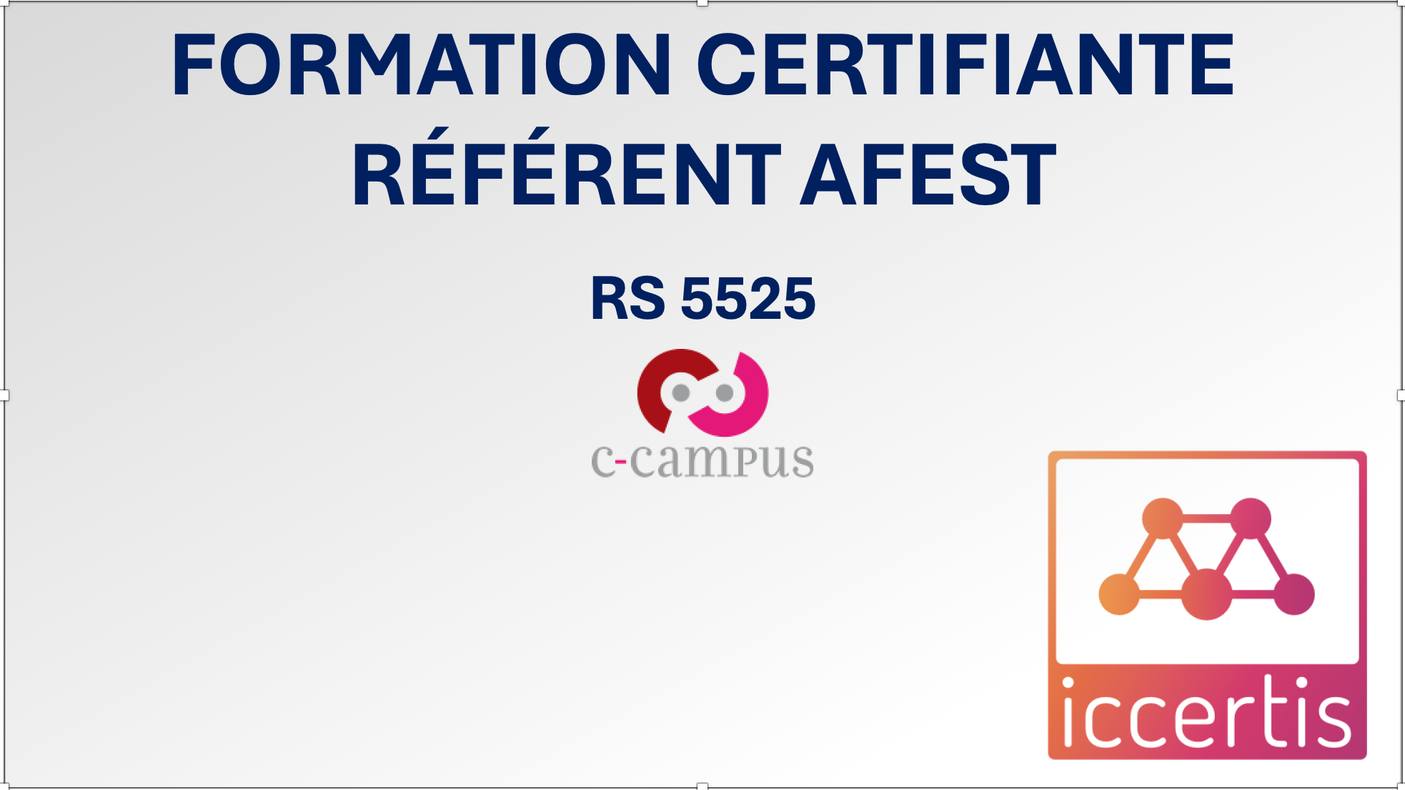 Représentation de la formation : Parcours Certifiant Référent AFEST - RS 55-25