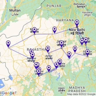 tourhub | Holidays At | North India Highlights Trip | Tour Map