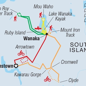 tourhub | Intrepid Travel | Active New Zealand: Wanaka | Tour Map