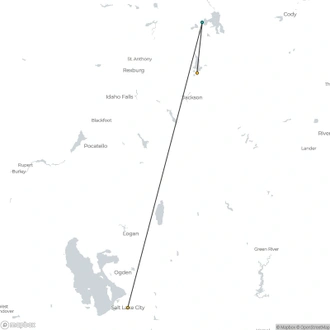 tourhub | Bindlestiff Tours | Small Group 4-Day Yellowstone and Tetons Camping Tour from Salt Lake City | Tour Map