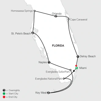 tourhub | Cosmos | Sunny Shores of Southern Florida | Tour Map