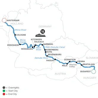 tourhub | Avalon Waterways | Magnificent Rivers of Europe (Envision) | Tour Map