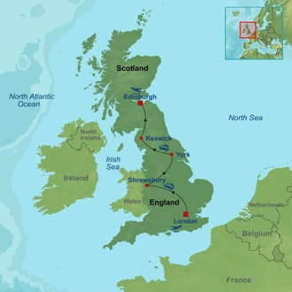 tourhub | Indus Travels | London to Edinburgh Adventure | Tour Map