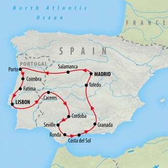 tourhub | On The Go Tours | Perfect Portugal & Southern Spain - 14 days | Tour Map