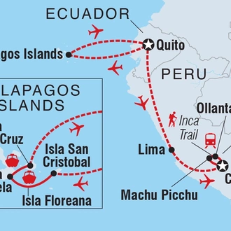 tourhub | Intrepid Travel | Galapagos & Inca Trail Adventure | Tour Map