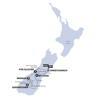 tourhub | Contiki | Active New Zealand | Tour Map