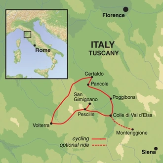 tourhub | Exodus | Secrets of San Gimignano Cycling | Tour Map