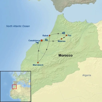 tourhub | Indus Travels | Treasures of Morocco | Tour Map