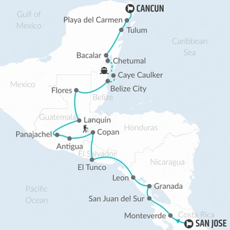 tourhub | Bamba Travel | San Jose to Cancun Travel Pass | Tour Map