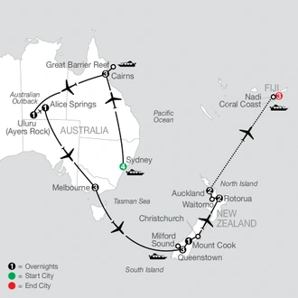 tourhub | Globus | New Year's Eve Down Under with Fiji | Tour Map
